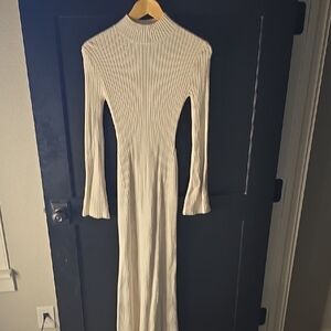 a new day Cream Long Sleeve Ribbed Dress